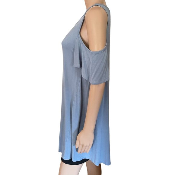 Blue Cold Shoulder A Line Mini Dress Womens Sz Large By Reborn J - Picture 5 of 10